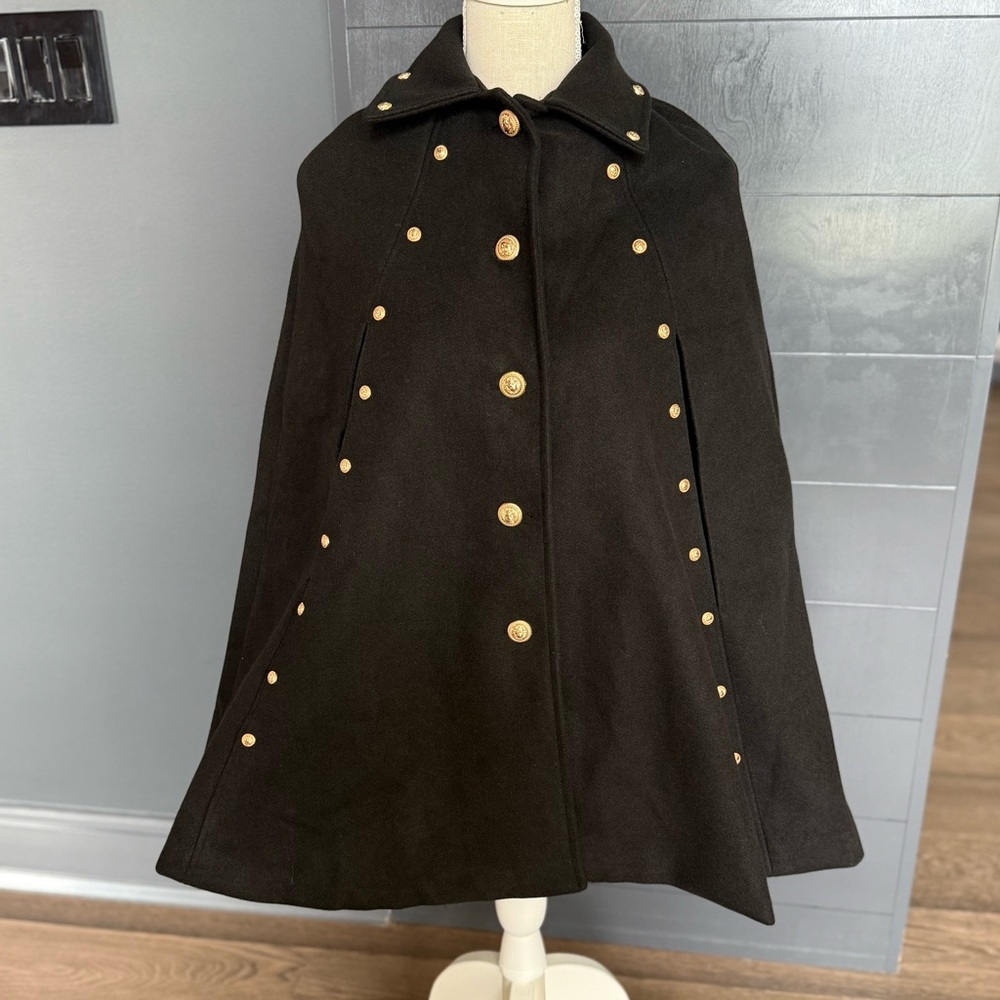 Elegant Black Cape with Gold Accents